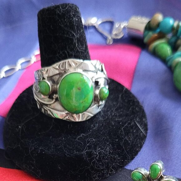 Green Apple Mohave Turquoise Ring 9.5 - Picture 1 of 4